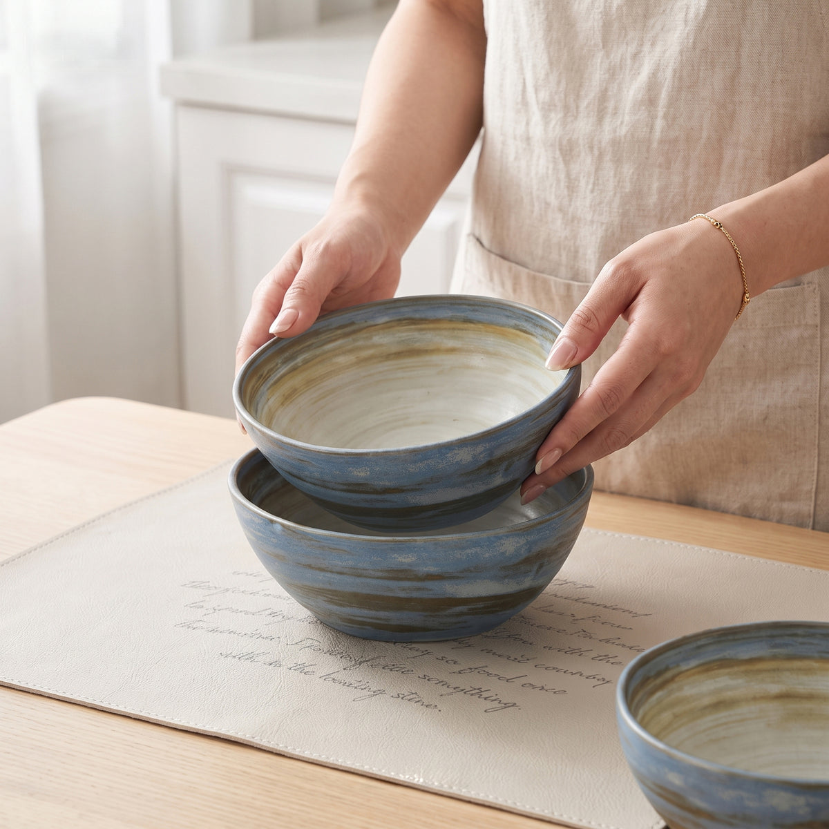 Mimola TERRA TIDE Meadow Clay Everyday Bowls, Set of 4