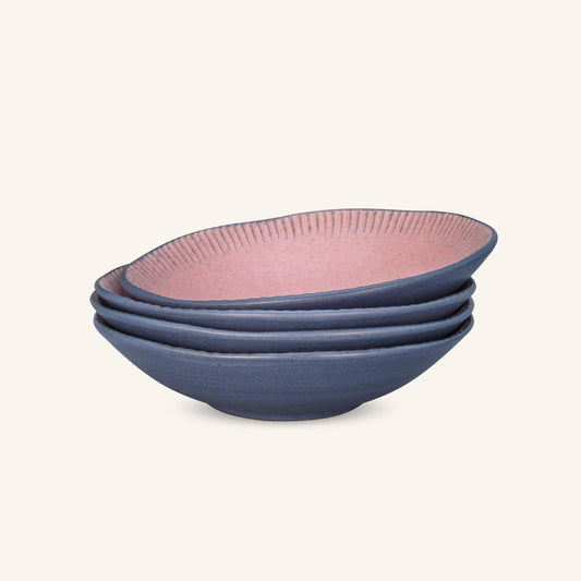 Mimola JOY PALETTE White Peach Cereal Bowls, Set of 4 – Wide Shallow Bowls for Breakfast, Salad and Pasta